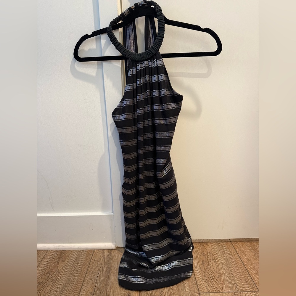Yigal Azrouel Black and Silver Striped Dress